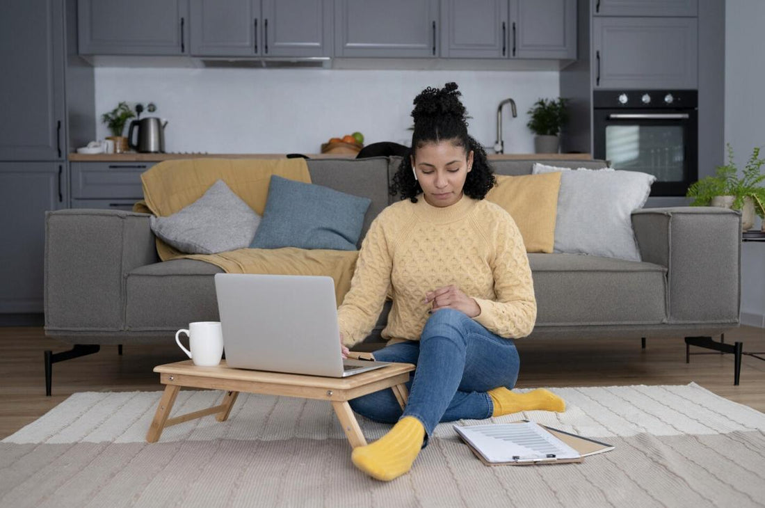 An NREMT student studying at home